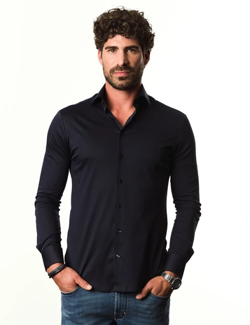 Ledub jersey overhemd Slim Fit 0143470